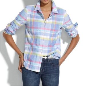 Madewell Madras Boyshirt Pastel Plaid Button Up Shirt Size Medium